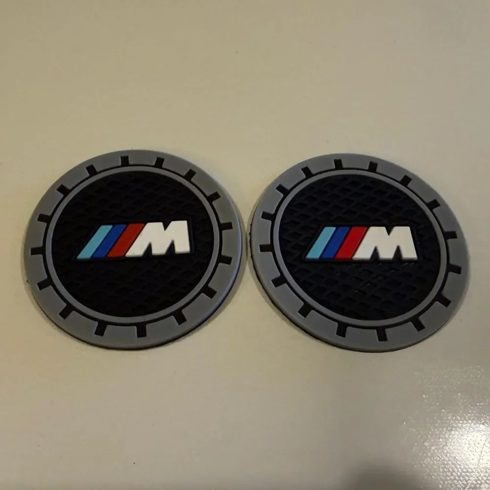 BMW Motorsports Car Cup Coasters in Black and Gray Set of 2 NWT